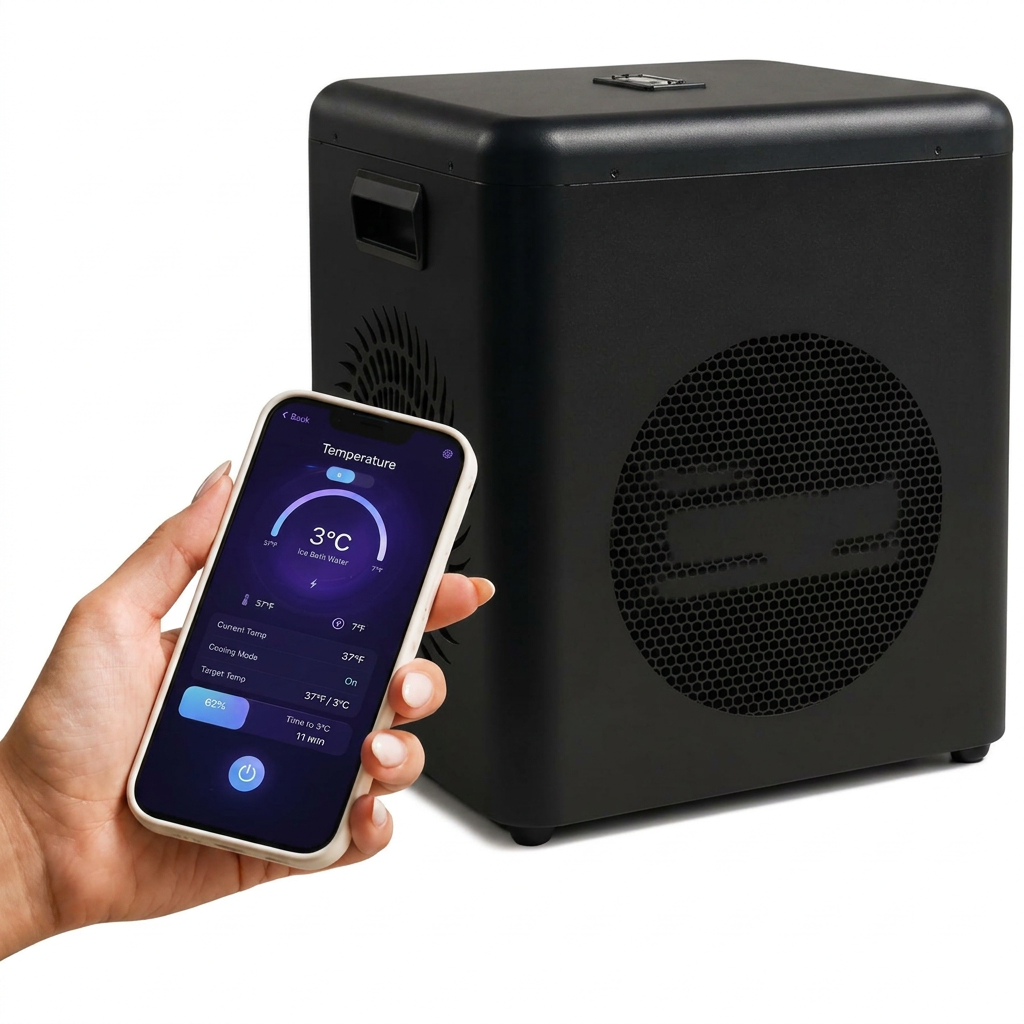 Pod Chiller 2.0 — WiFi App Control, 37°F, 145 GPH Filtration — Coldest in the lineup — control from your phone, schedule plunges, monitor in real time.