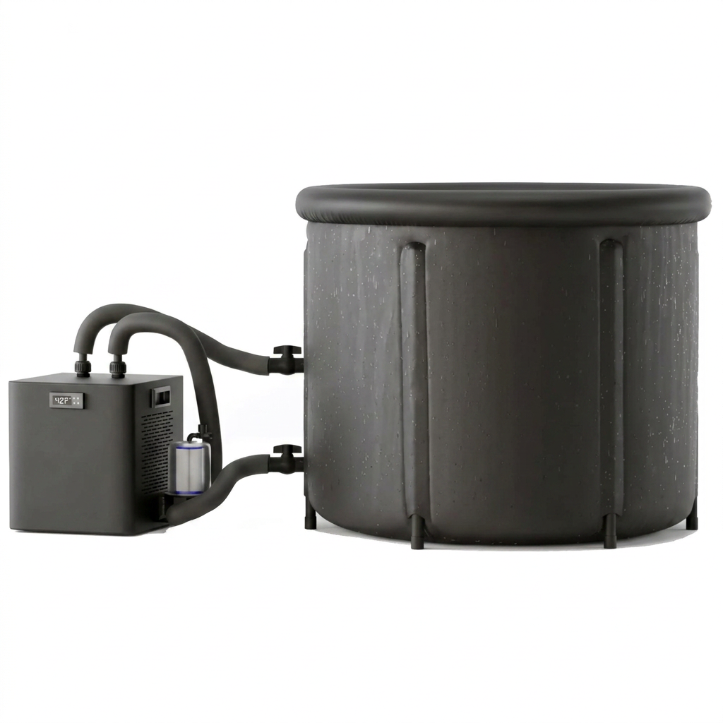 Ice Pod Pro 110 — Deep Barrel Cold Plunge, Fits 6'7" — Double-layer insulated 110-gallon plunge — chiller-ready, apartment-friendly footprint.